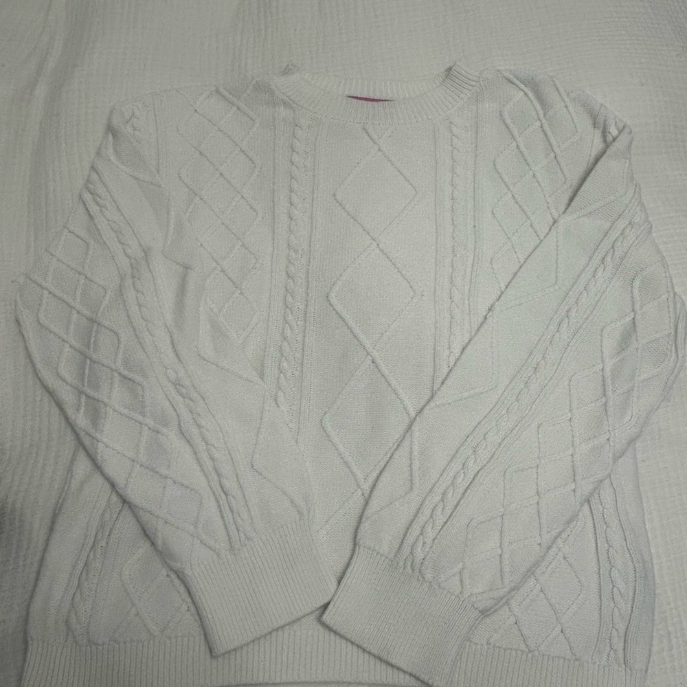 Edikted White Cable Knit Sweater